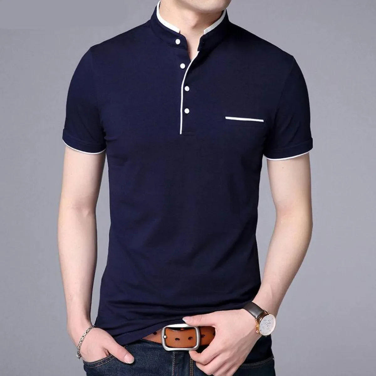 Mandarin Collar Active Shirt