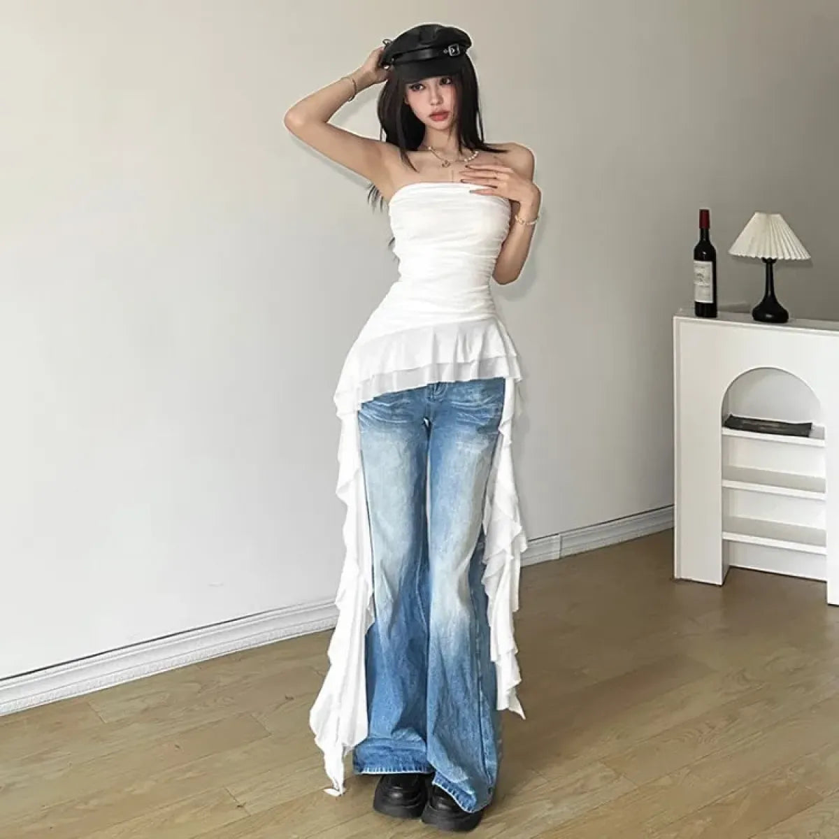 Strapless Ruffle Hem Top – Harajuku Summer Fairy Kei Style