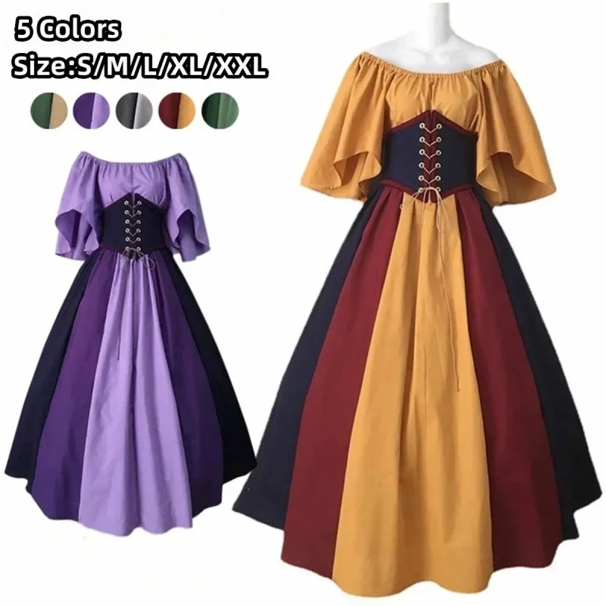 Medieval Renaissance Dress – Corset Gown, Plus Size Cosplay