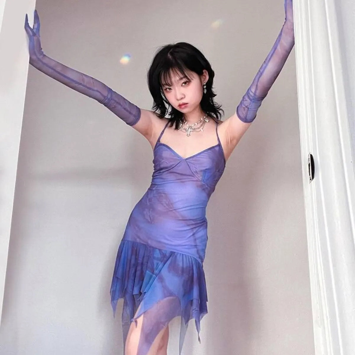 Mesh Slip Mini Dress