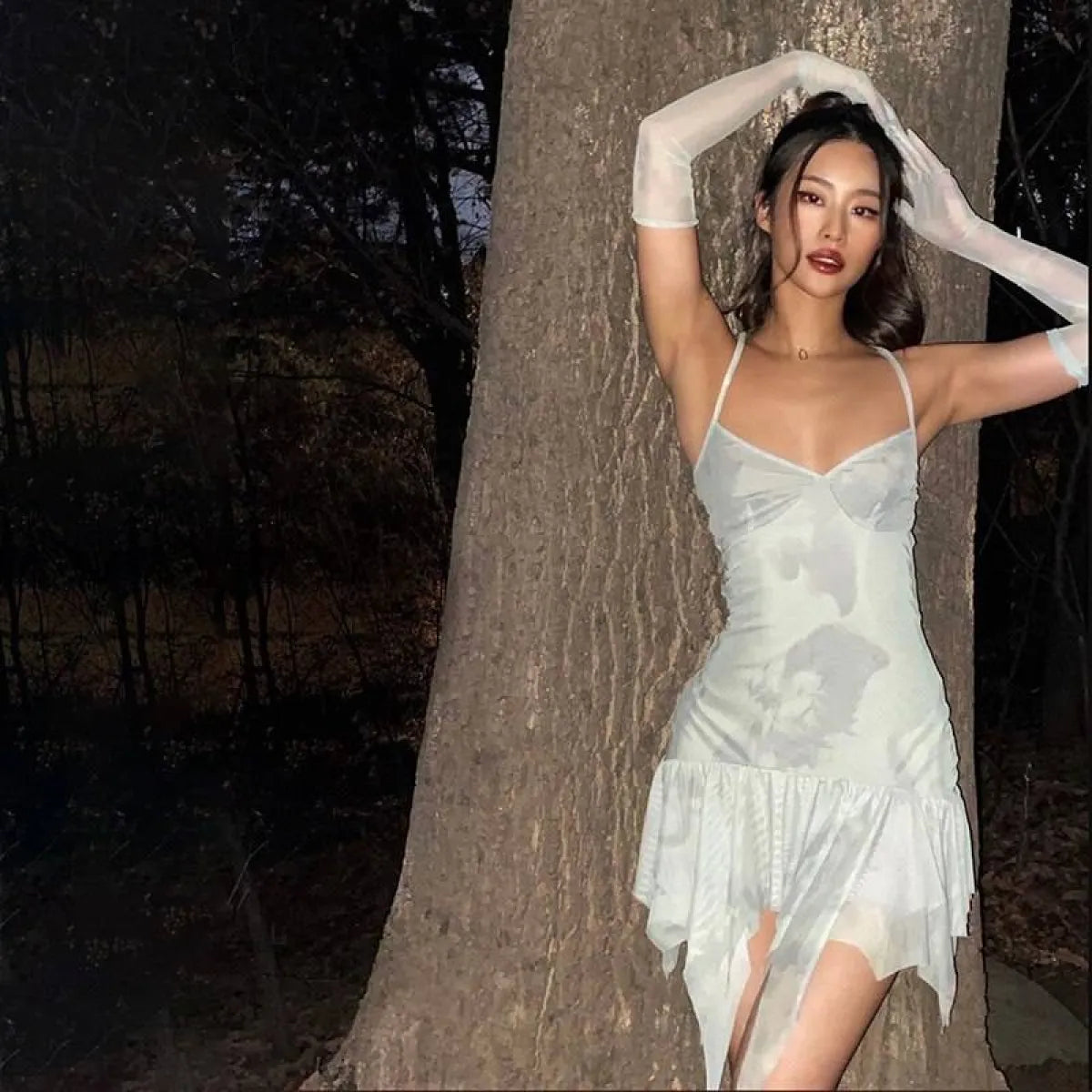 Mesh Slip Mini Dress