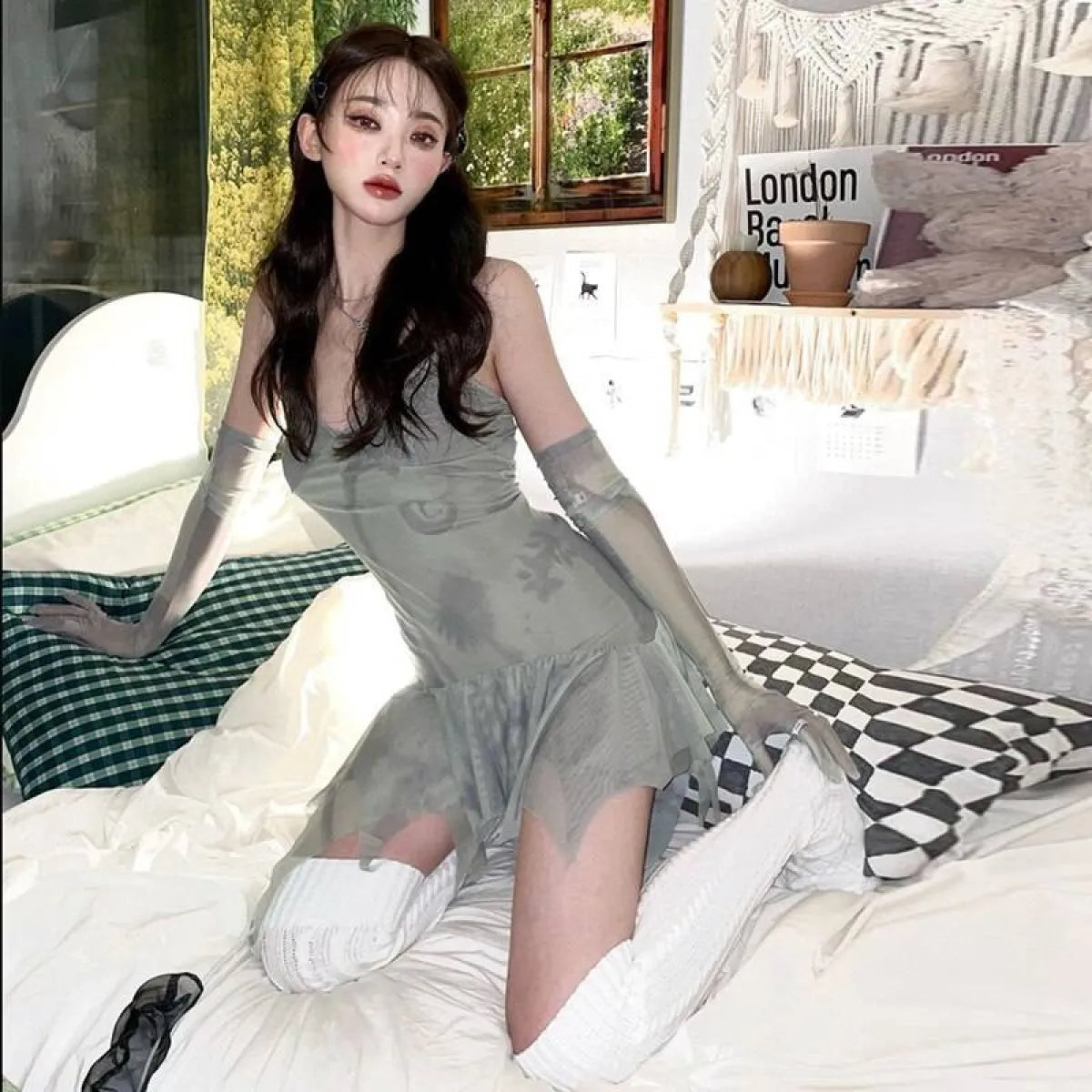 Mesh Slip Mini Dress