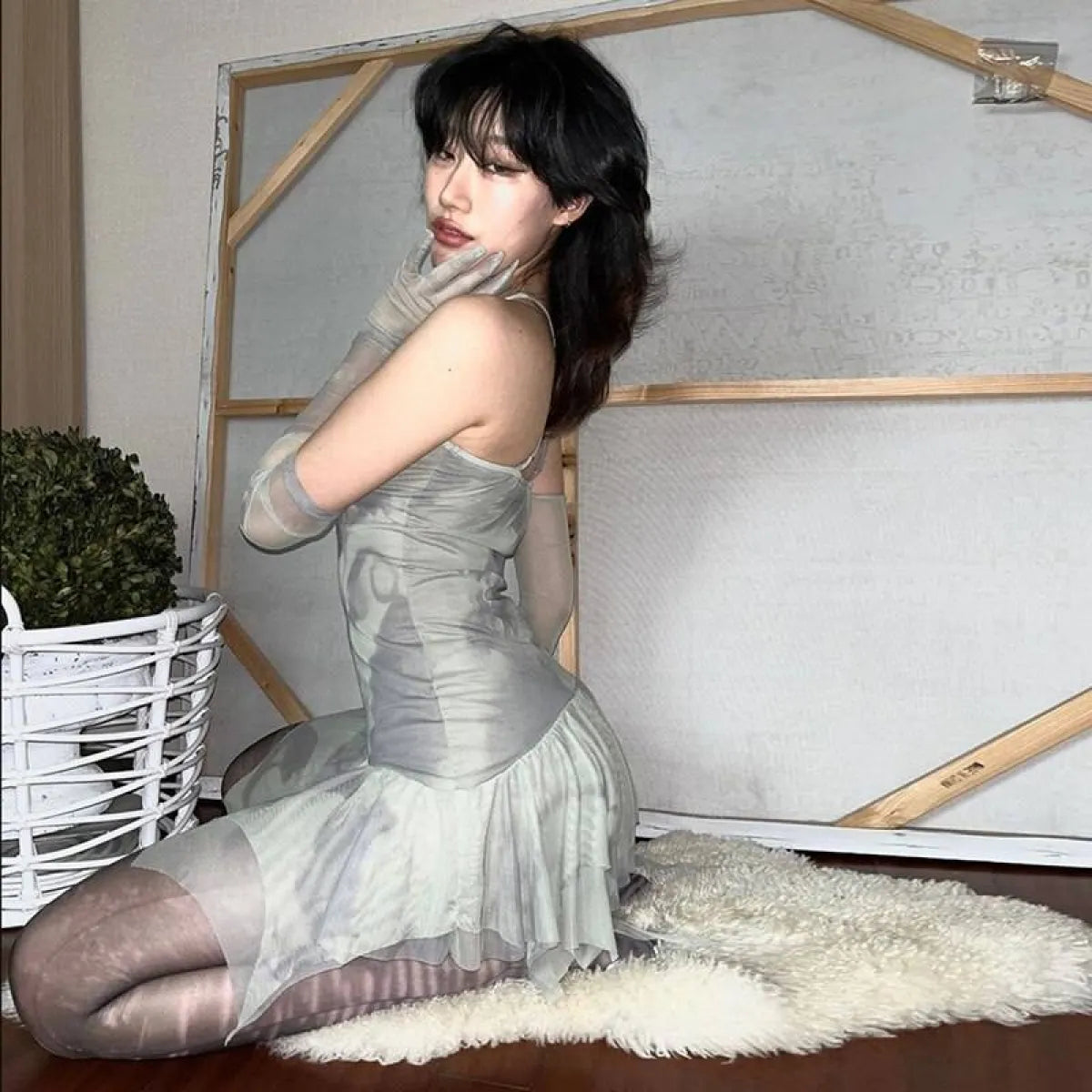 Mesh Slip Mini Dress