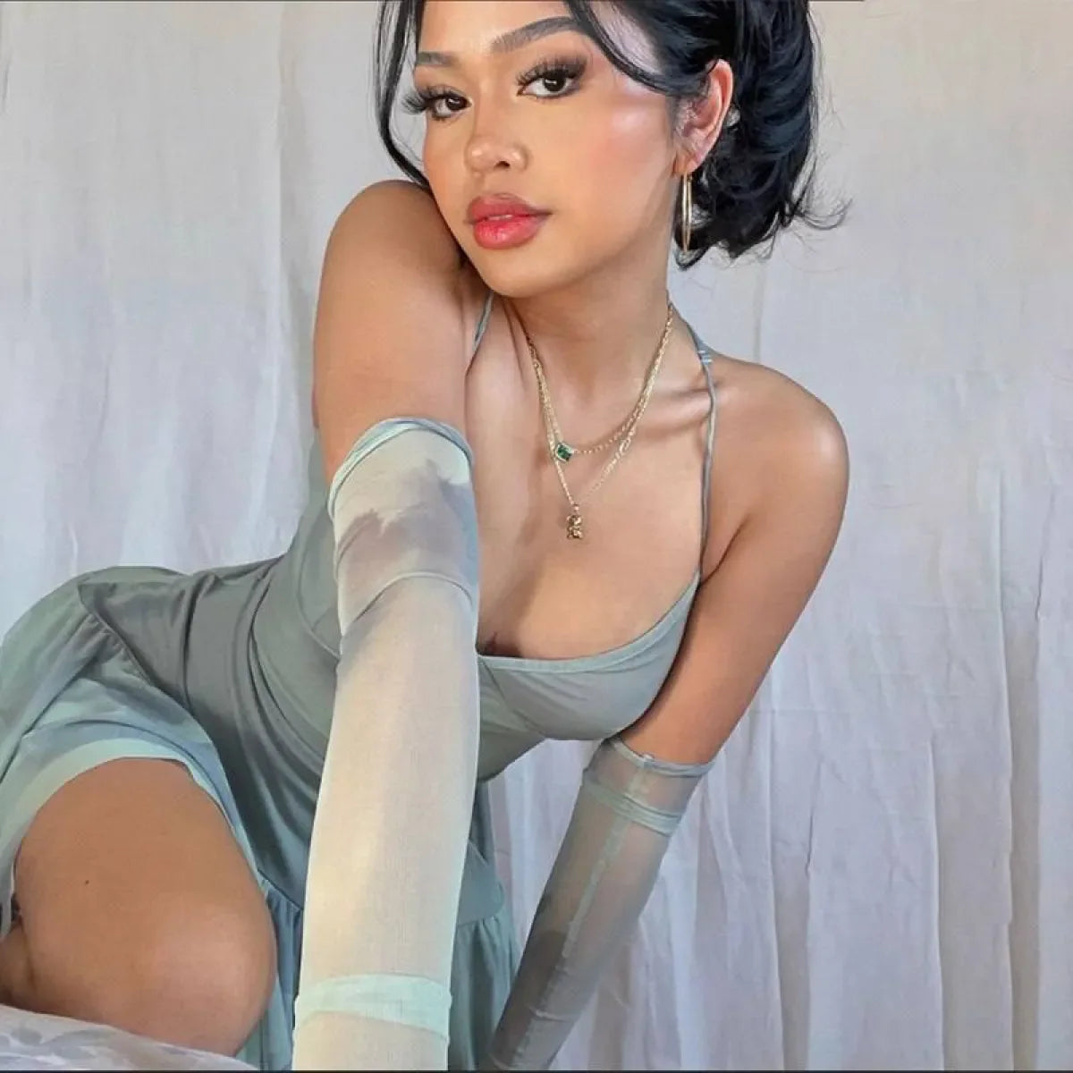 Mesh Slip Mini Dress