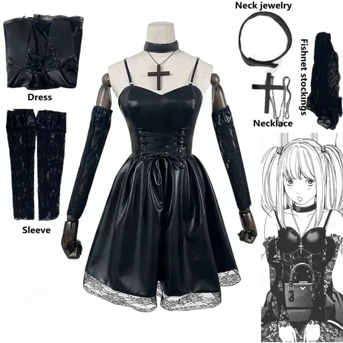 Misa Amane Gothic Cosplay Costume – Dress with Lace & Accessories