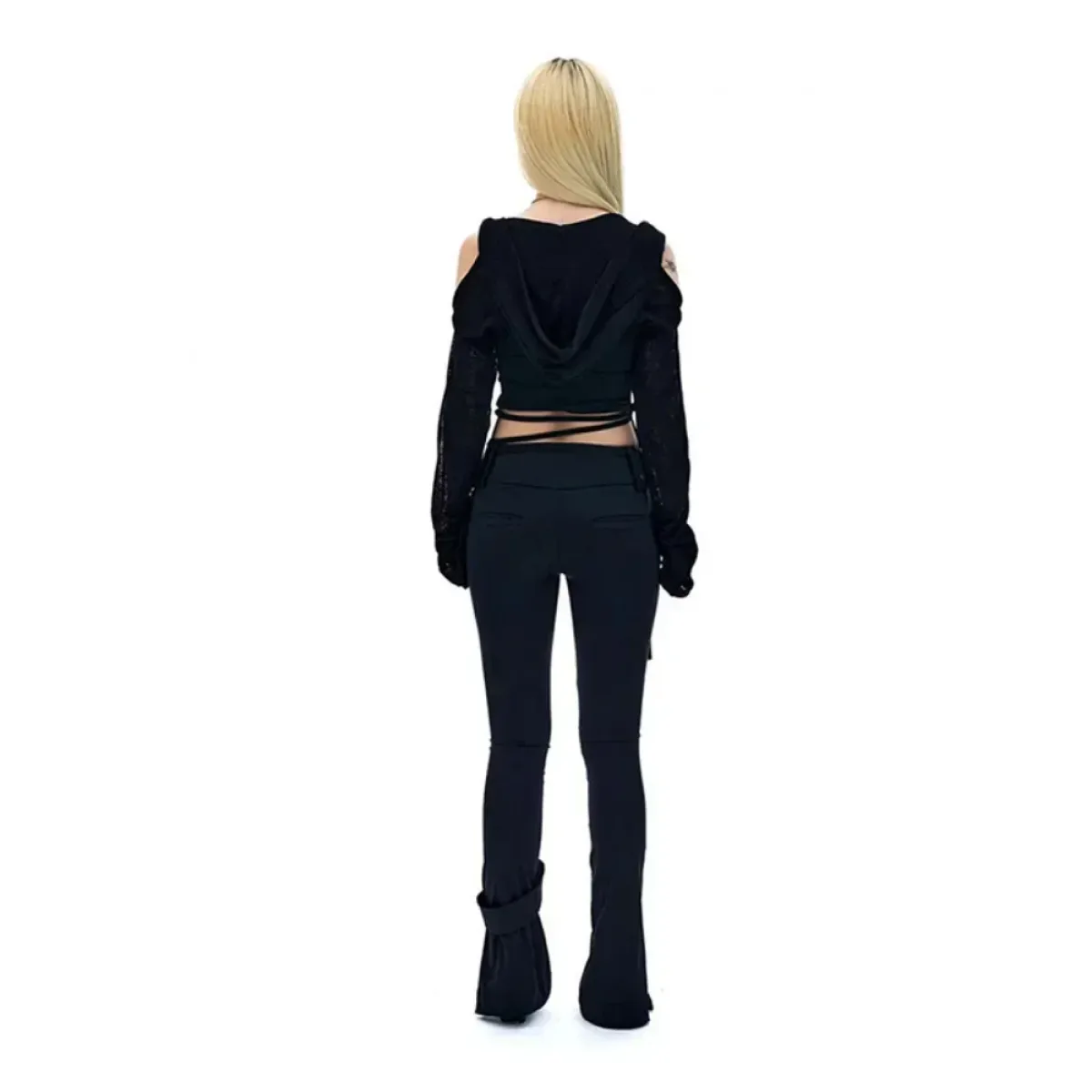 Modern Mystic Hooded Top – Edgy Cutout Sleeves Pullover