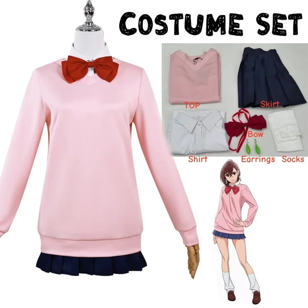 Momo Ayase Cosplay Costume – Dandadan School Uniform Set with Accessories