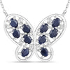 2.16 Carat Genuine Blue Sapphire and White Zircon .925 Sterling Silver Necklace
