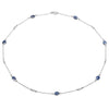 6.43 Carat Genuine Blue Sapphire and White Diamond .925 Sterling Silver Necklace