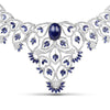 40.93 Carat Genuine Glass Filled Sapphire and White Diamond .925 Sterling Silver Necklace