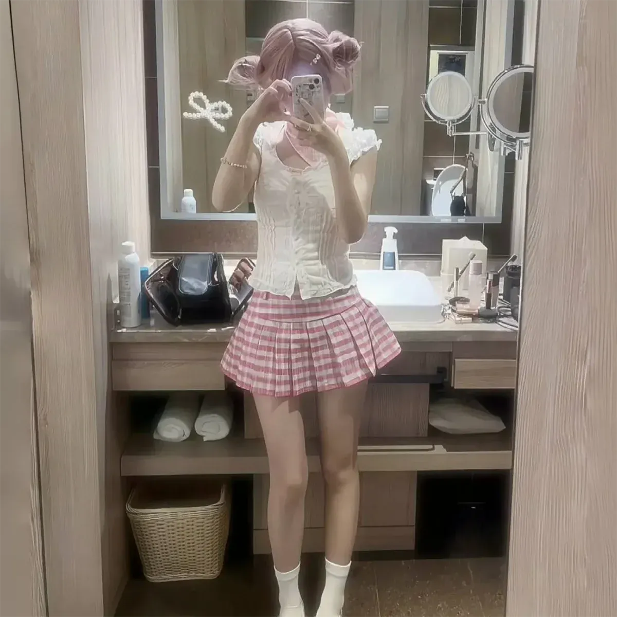 NANA Komatsu Cosplay Costume - Lolita Kawaii Pink Skirt Suit