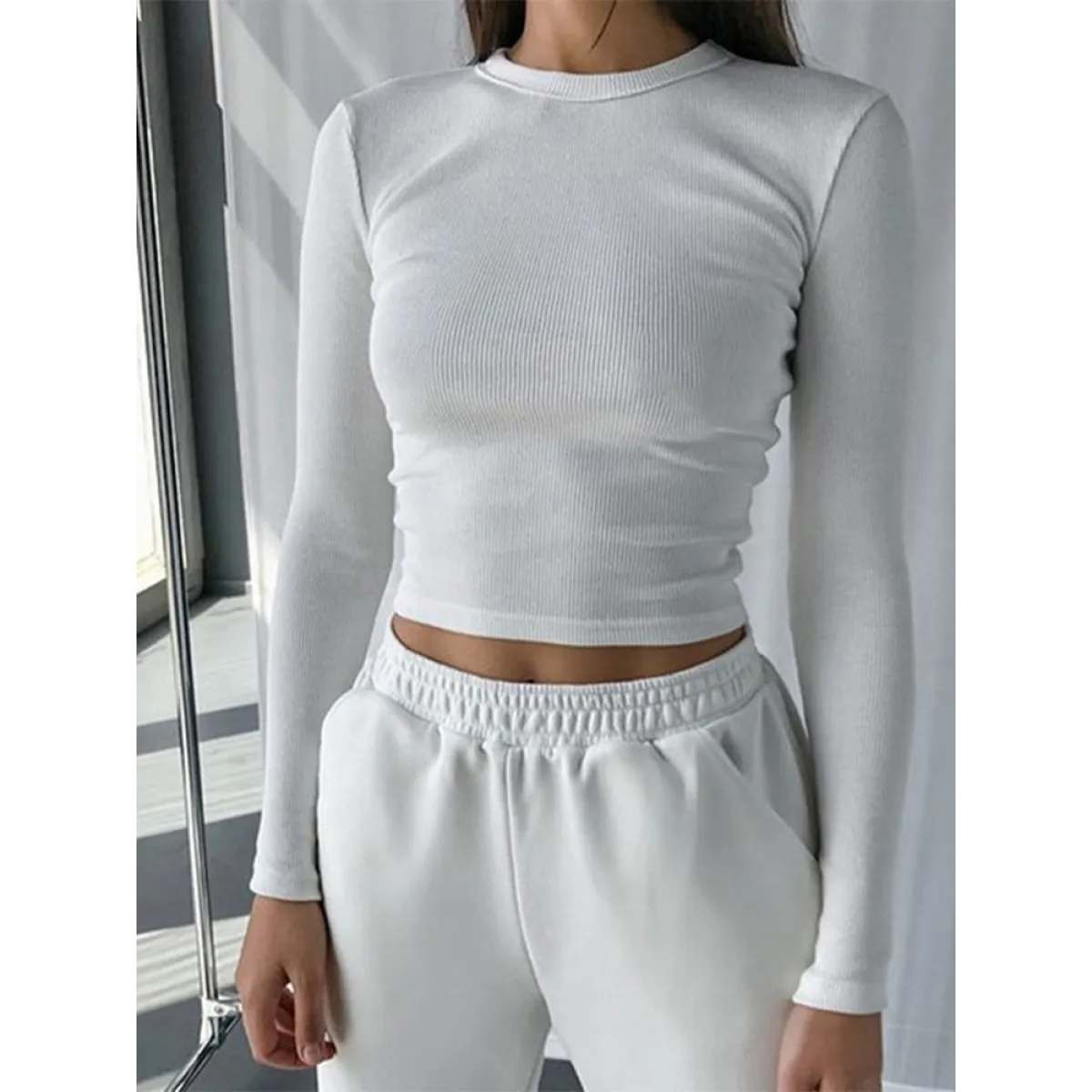Sexy Ribbed Cropped T-Shirt