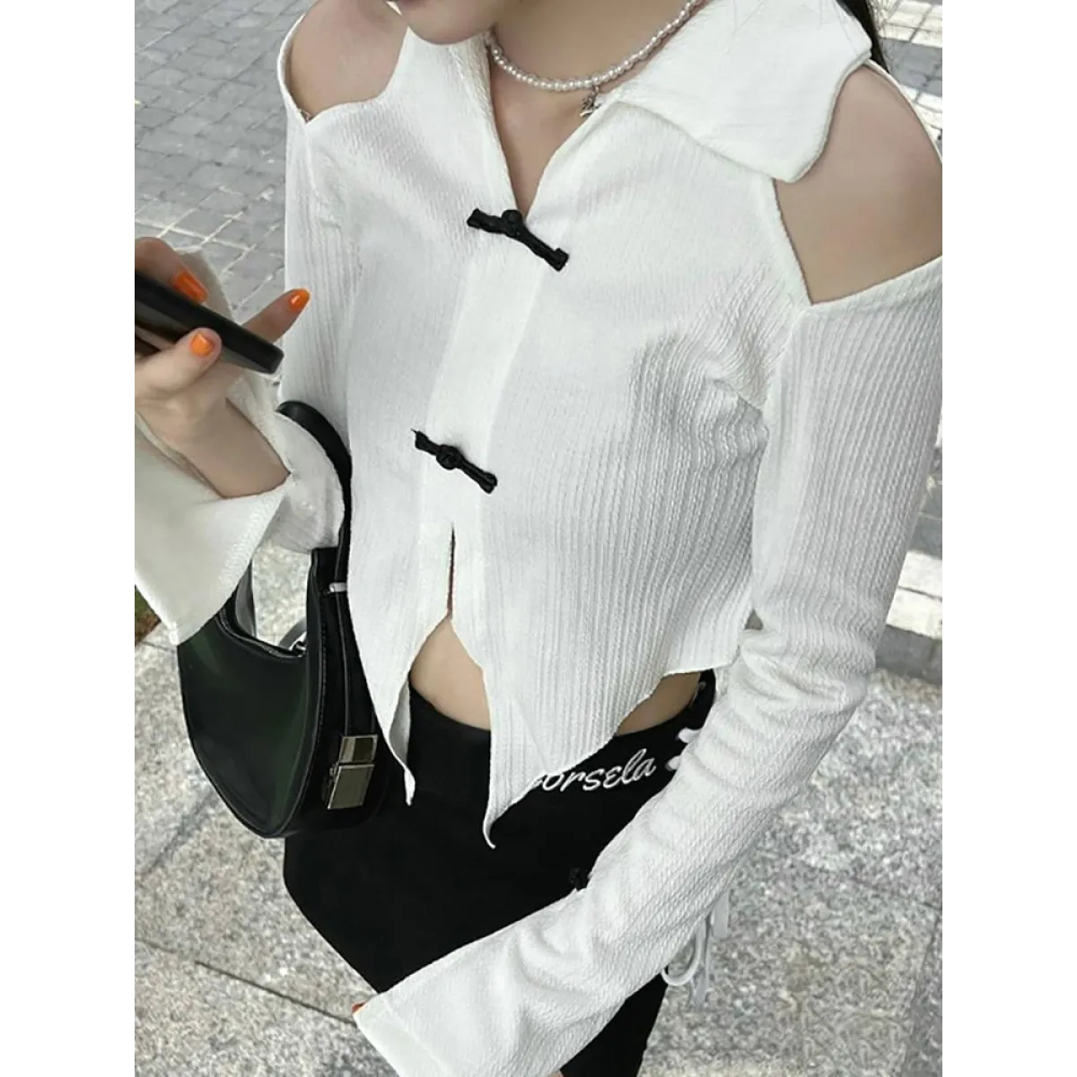 Open Shoulder Chinese Style Blouses