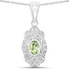 0.55 Carat Genuine Peridot and White Topaz .925 Sterling Silver Pendant