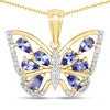 1.75 Carat Genuine Tanzanite and White Zircon .925 Sterling Silver Pendant