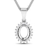 0.13 Carat Genuine White Diamond 14K White Gold Semi Mount Pendant - holds 8x6mm Oval Gemstone