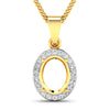0.22 Carat Genuine White Diamond 14K Yellow Gold Semi Mount Pendant - holds 9x7mm Oval Gemstone