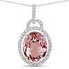 3.90 Carat Genuine Pink Tourmaline and White Diamond 14K White Gold Pendant