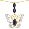 0.92 Carat Genuine Blue Sapphire and White Zircon .925 Sterling Silver Pendant