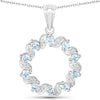 1.10 Carat Genuine Aquamarine and White Topaz .925 Sterling Silver Pendant