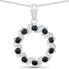 1.30 Carat Genuine Blue Sapphire and White Topaz .925 Sterling Silver Pendant