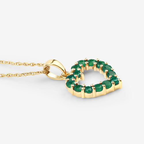 0.48 Carat Genuine Zambian Emerald 10K Yellow Gold  Pendant