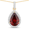 3.29 Carat Genuine Rhodolite and White Diamond 14K Yellow Gold Pendant