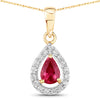 1.03 Carat Genuine Ruby and White Diamond 14K Yellow Gold Pendant