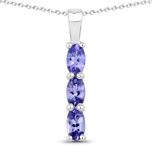 0.75 Carat Genuine Tanzanite .925 Sterling Silver Pendant