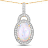 3.30 Carat Genuine Ethiopian Opal and White Diamond 14K Yellow Gold Pendant