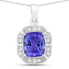 2.52 Carat Genuine Tanzanite and White Diamond 14K White Gold Pendant