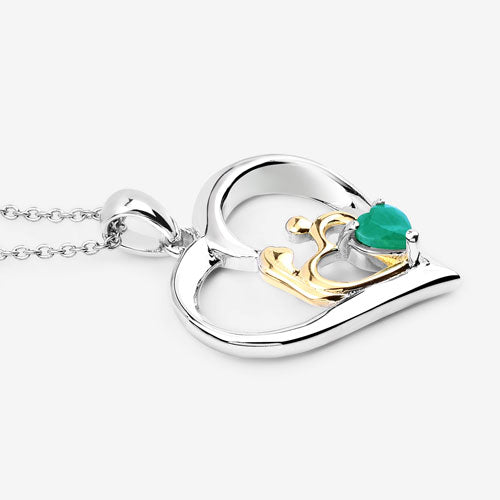 0.45 Carat Genuine Emerald .925 Sterling Silver Pendant
