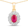 0.95 Carat Genuine Ruby and White Diamond 10K Yellow Gold Pendant