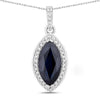 2.27 Carat Genuine Blue Sapphire and White Diamond 10K White Gold Pendant