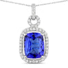 2.25 Carat Genuine Tanzanite and White Diamond 14K White Gold Pendant