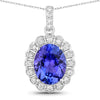 2.93 Carat Genuine Tanzanite and White Diamond 14K White Gold Pendant