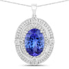 5.91 Carat Genuine Tanzanite and White Diamond 14K White Gold Pendant