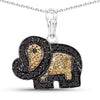 0.89 Carat Genuine Black Diamond and Yellow Diamond .925 Sterling Silver Pendant