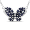 3.83 Carat Genuine Blue Sapphire and White Zircon .925 Sterling Silver Pendant