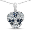 2.73 Carat Genuine Blue Sapphire and Aquamarine .925 Sterling Silver Pendant