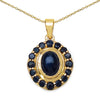 3.02 Carat Genuine Blue Sapphire .925 Sterling Silver Pendant