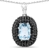 6.70 Carat Genuine Blue Topaz and Black Spinel .925 Sterling Silver Pendant
