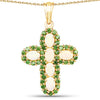 14K Yellow Gold Plated 3.11 Carat Genuine Ethiopian Opal and Chrome Diopside .925 Sterling Silver Pendant