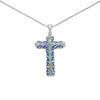 3.32 Carat Genuine Ethiopian Opal and Tanzanite .925 Sterling Silver Pendant