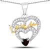 0.51 Carat Genuine Garnet and White Topaz .925 Sterling Silver Pendant