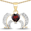 14K Yellow Gold Plated 1.05 Carat Genuine Garnet and White Topaz .925 Sterling Silver Pendant