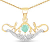 14K Yellow Gold Plated 0.62 Carat Genuine Emerald and White Topaz .925 Sterling Silver Pendant
