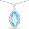 8.22 Carat Genuine Swiss Blue Topaz .925 Sterling Silver Pendant