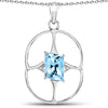 5.26 Carat Genuine Swiss Blue Topaz .925 Sterling Silver Pendant