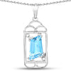 4.57 Carat Genuine Swiss Blue Topaz & White Topaz .925 Sterling Silver Pendant